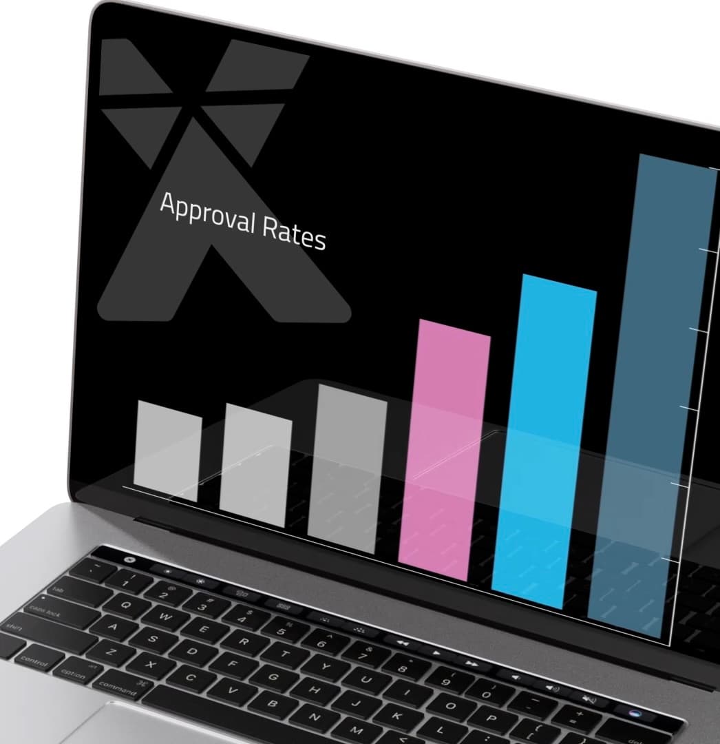 Laptop showing increased approval rates with Stax